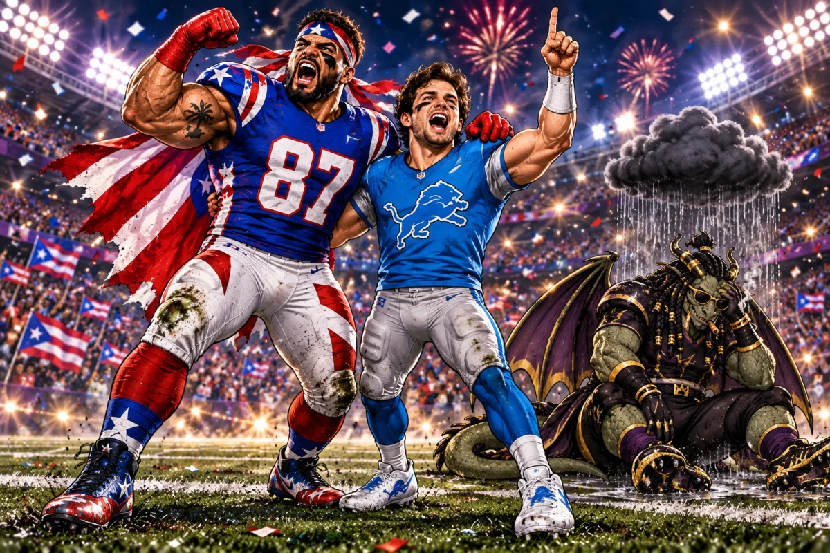 Mascot face-off art for Jake Bates Sparks Puerto Rican Pounders Victory