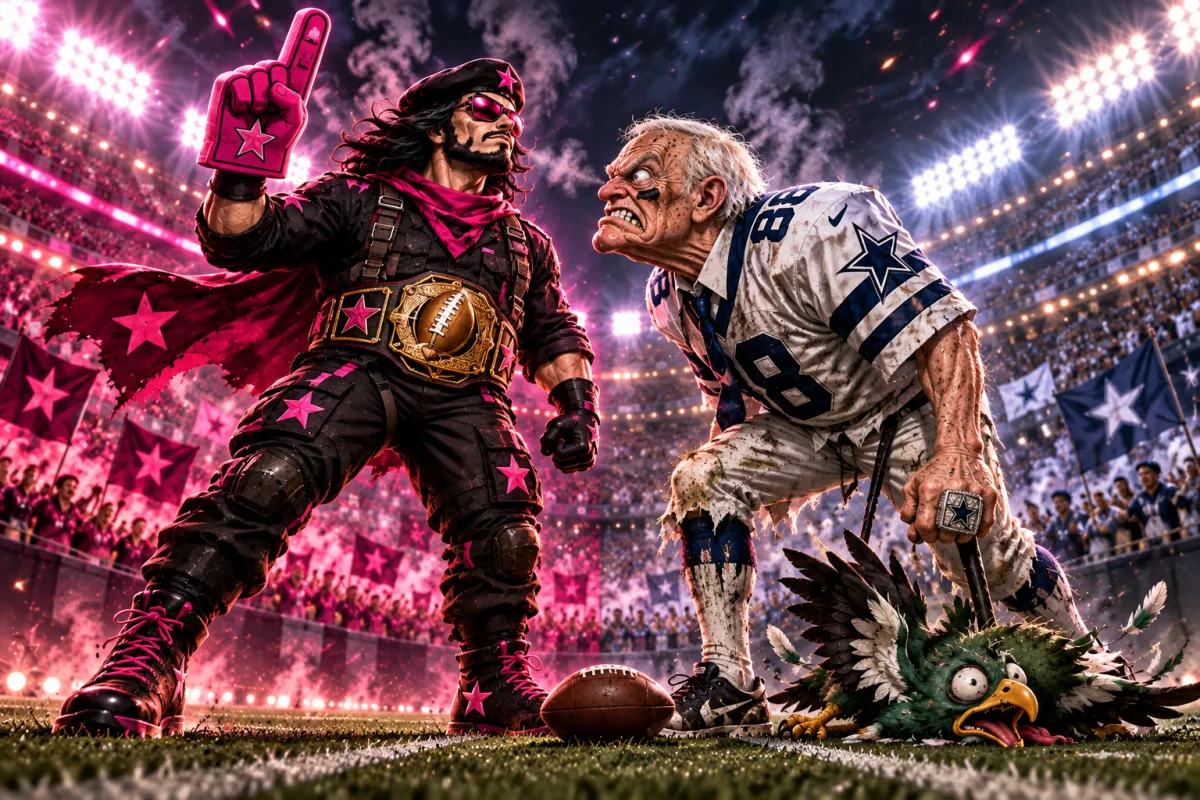 Mascot face-off art for Chuba Hubbard Powers Past Slumping Squad