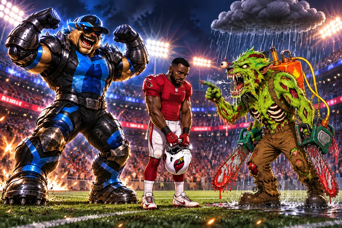 Mascot face-off art for Tetairoa McMillan Keeps Undefeated Run Alive