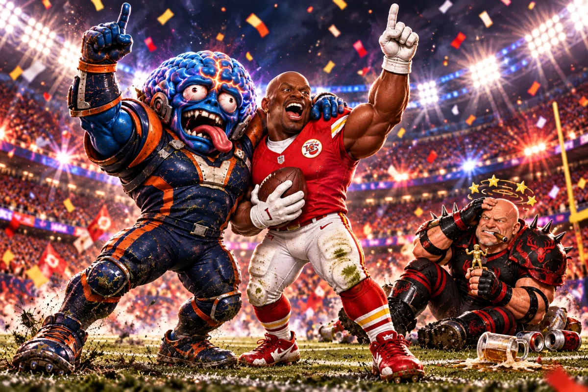 Mascot face-off art for Kenneth Walker Carries The Brainers to East Side Victory
