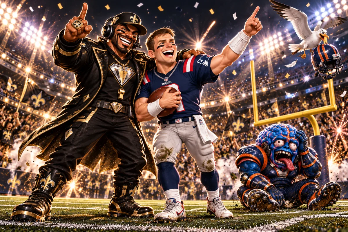 Mascot face-off art for Drake Maye ignites Diamond Formation for massive upset over The Brainers