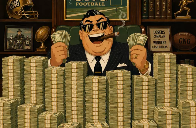 GNG Keeper League fee vote graphic showing fantasy football money, league dues, and payout options for the upcoming season.