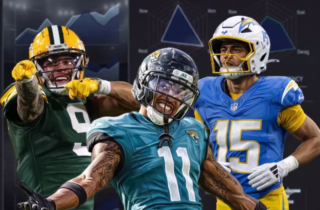 Advanced fantasy football advanced tracking metrics dashboard displaying player utilization data, target share percentages, and wide receiver breakout analysis for the 2026 NFL